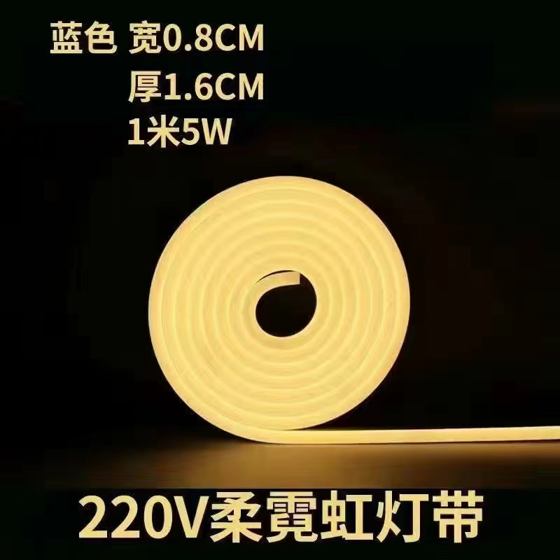 Led12V24V110V220V cinturón de neón tira de luz flexible suave 8 × 16 cinturón de luz ambiental luminosa lateral de un solo lado