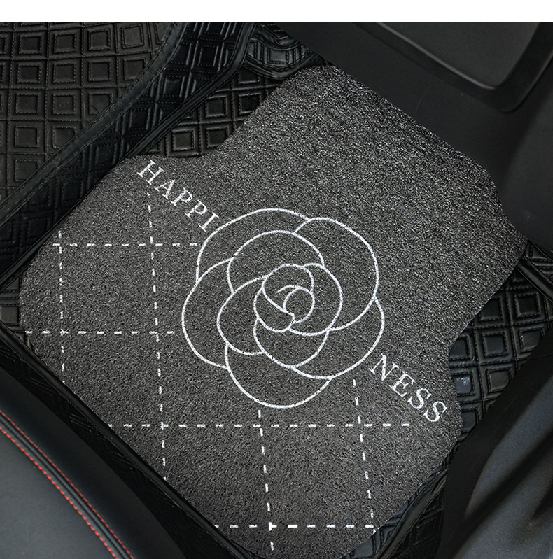 Camellia car foot mat silk ring simple printing car stain-resistant foot mat single piece thickened non-slip car foot mat