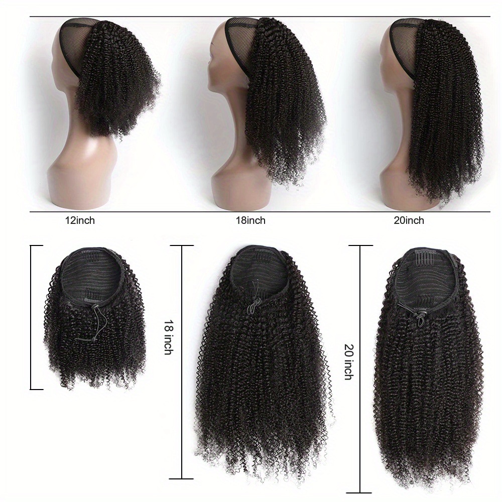Afro Kinky Curly Human Hair Ponytail Drawstring Hair Extension_voghion.com
