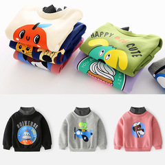 A unisex children's puffer jacket with plush lining, 2023 new baby Korean style wide-shoulder thick jacket, children's high collar outerwear