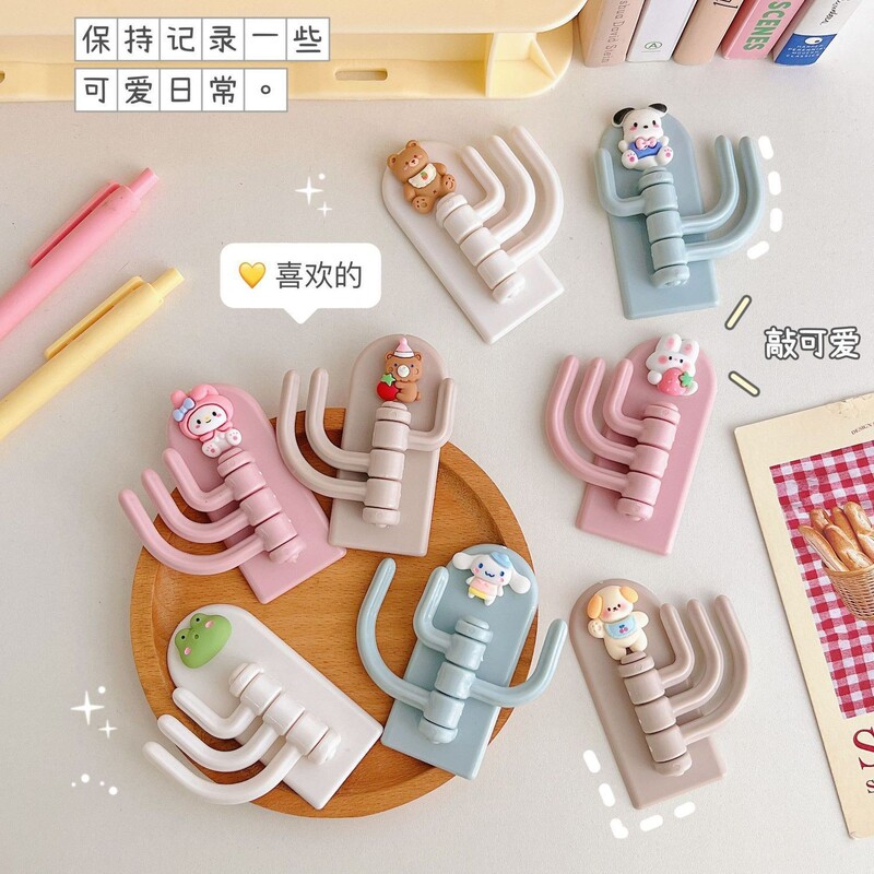 Cartoon Three-Hook Adhesive Hook, Cute Dormitory Hook, No-Drill, Traceless Sticky Hook for Wall or Door, Key Storage Hook