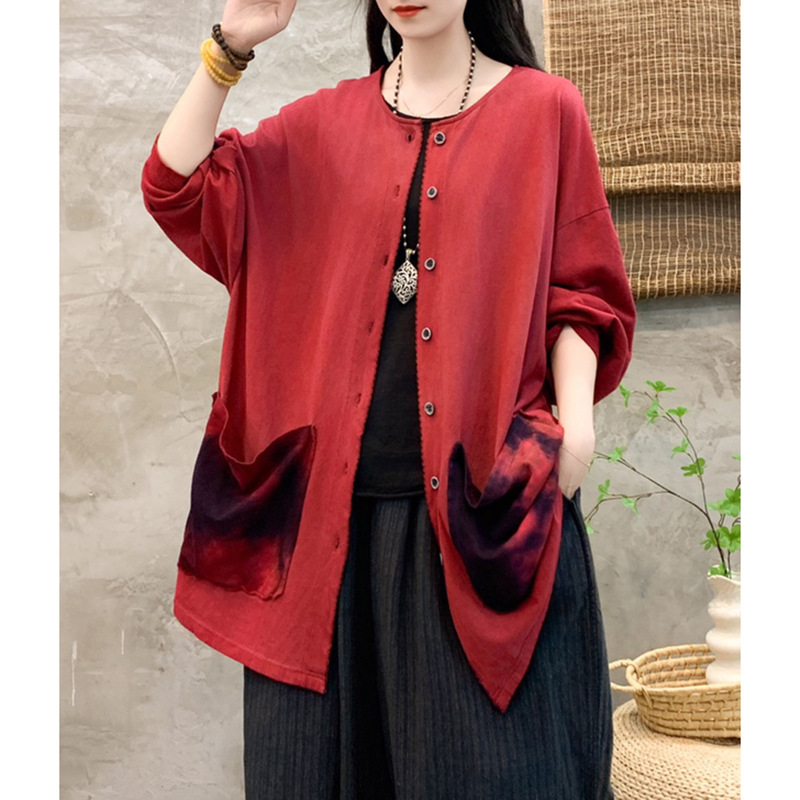 Autumn shirt with a round collar