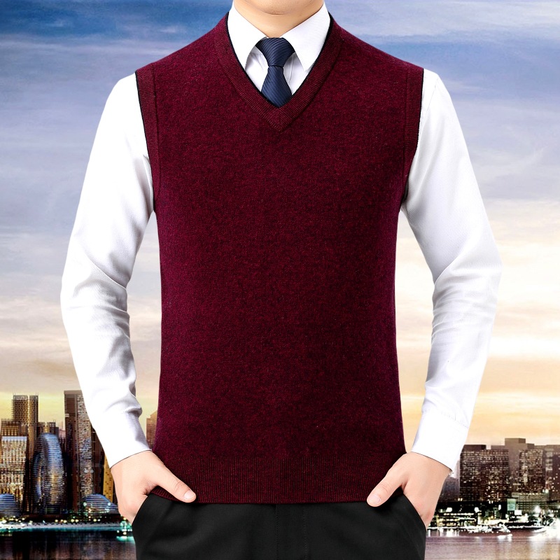 브랜드 캐시미어 스웨터 남성용 솔리드 컬러 민소매 조끼 두꺼운 따뜻한 비즈니스 캐주얼 내부 니트 웨이스트 코트