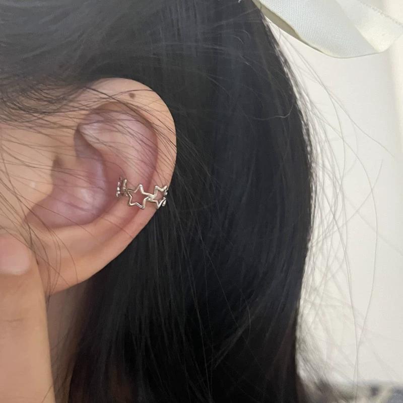 Simple Joker Cold Style Star Ear Clip Ear Clip No Ear Holes Women 2024 New Fashion Earrings