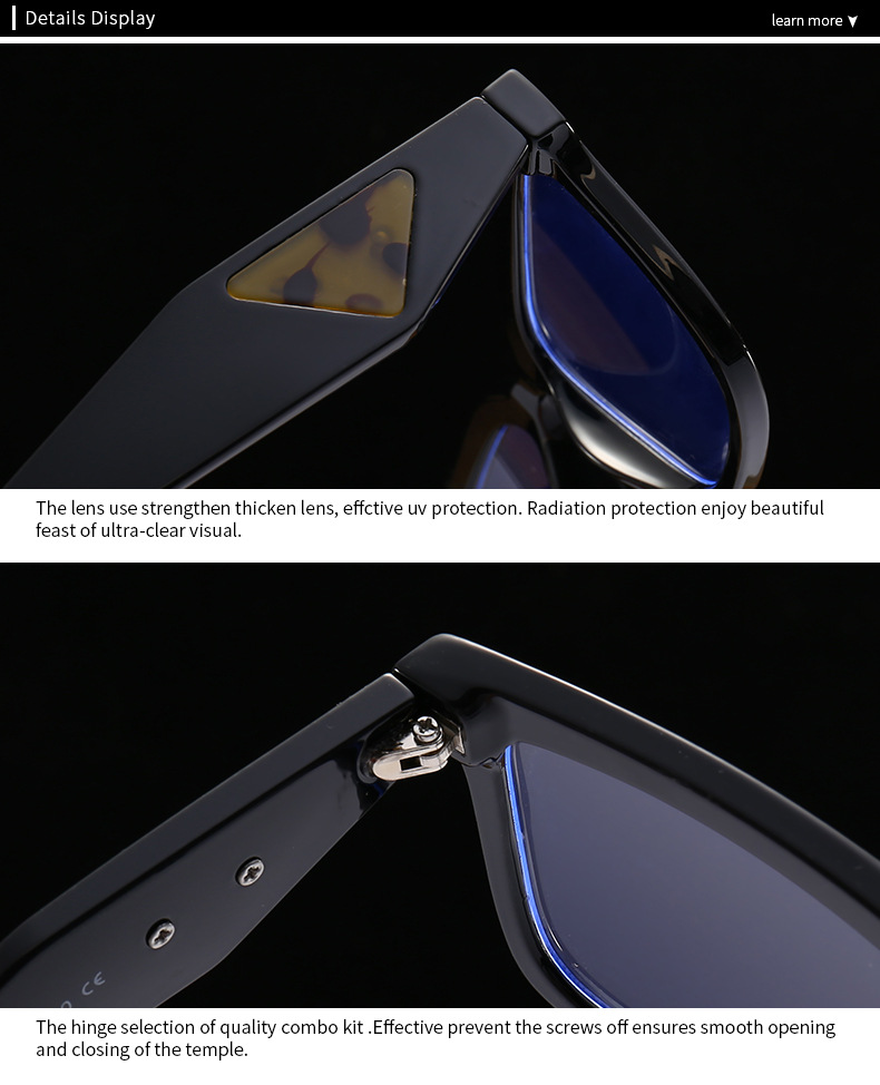Commerce extérieur transfrontalier européen et américain, vente chaude de lunettes de soleil, mode coréenne, style de rue, rétro, carré, grand cadre, lunettes plates 27 1_voghion.com