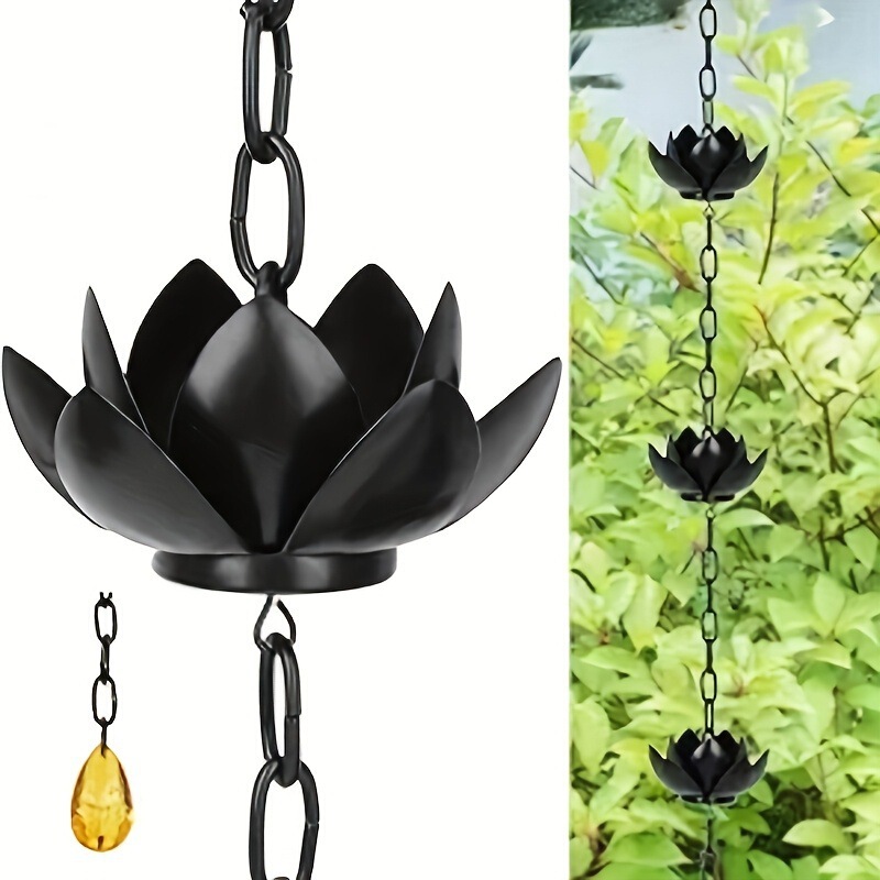 lotus rain chain Amazon new outdoor chain flower rain chain outdoor courtyard hanging chain decoration drainage
