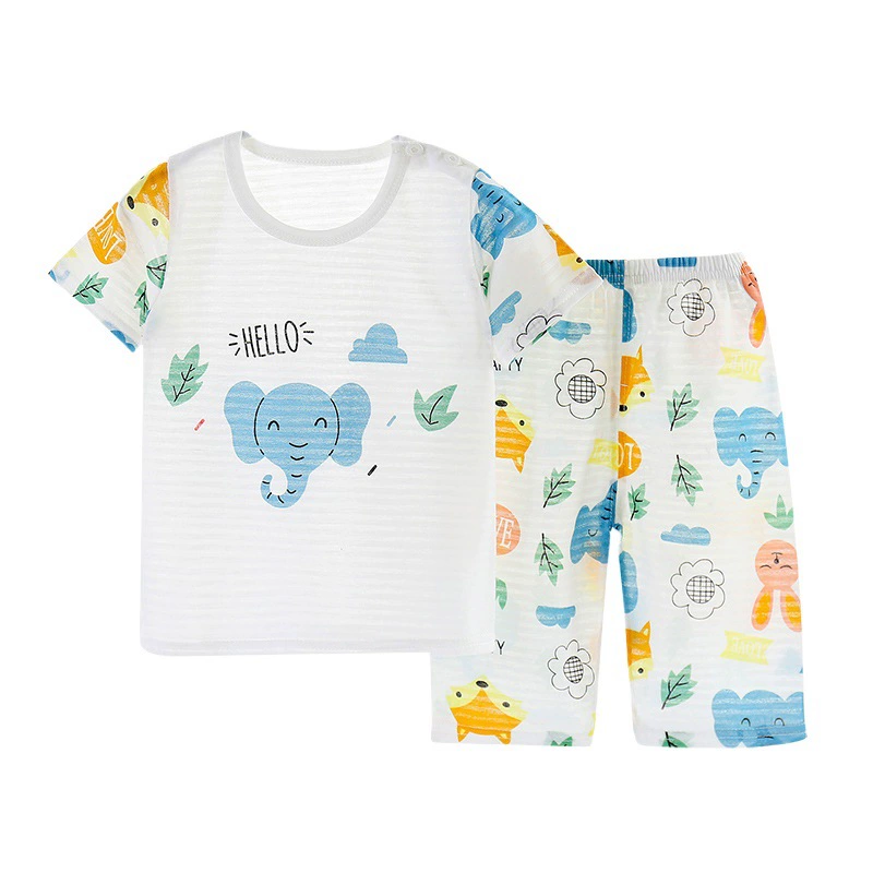 Summer breathable set, pijama, quick dry flower boy costume, Korean style, children's clothing, with short sleeve