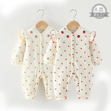 婴儿保暖连体衣冬季夹棉120克外出哈衣女宝宝加厚爬服新生儿棉服