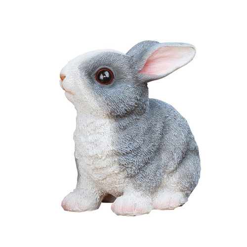 Outdoor simulated animal cute white rabbit ornament white rabbit figure decoration garden micro landscape decoration item