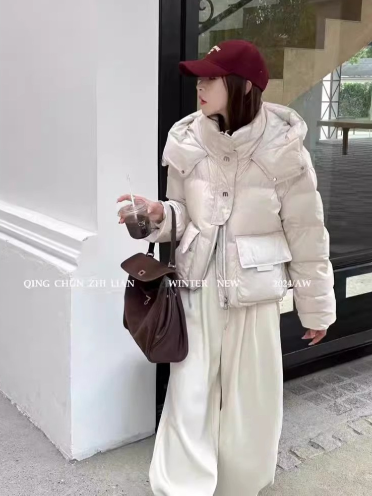 Capa de algodón para mujeres 2025 invierno Europa y Estados Unidos estudiantes nuevos chaquetas de algodón chaqueta de algodón suelta chaqueta de algodón de color sólido calentamiento image 7