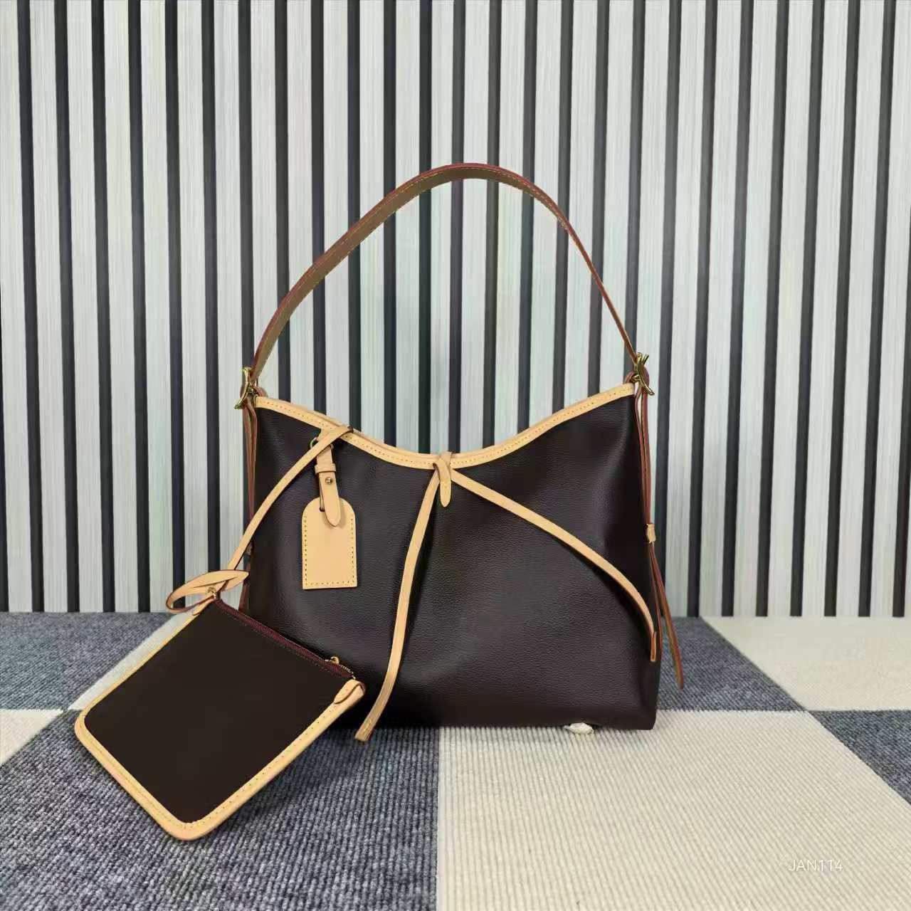 经典老花Carryall购物袋子母包单肩斜挎式女包