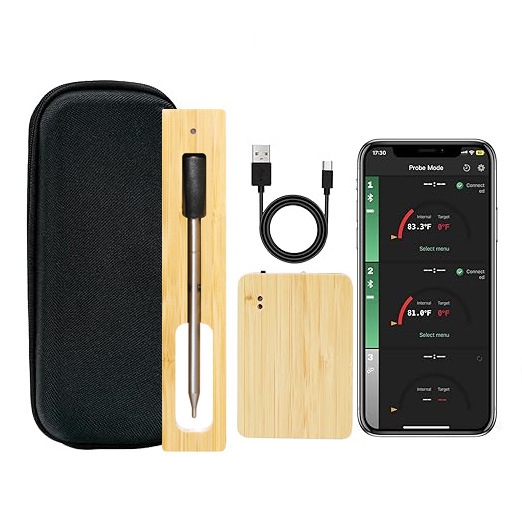 (2개) 여행 스마트 무선 블루투스 바베큐 온도계 주방 고기 온도계 가정용 오븐 식품 온도계