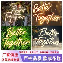 跨境热销霓虹灯together Led字母发光灯店铺招牌灯门头灯