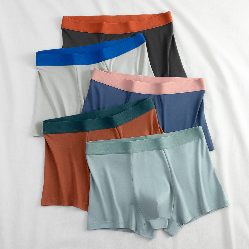 Pantalones íntimas de hombre piel transpirable entrepierna cómoda moda clásica de contraste de color cintura pantalones cuadrangulares de hombre al por mayor en stock