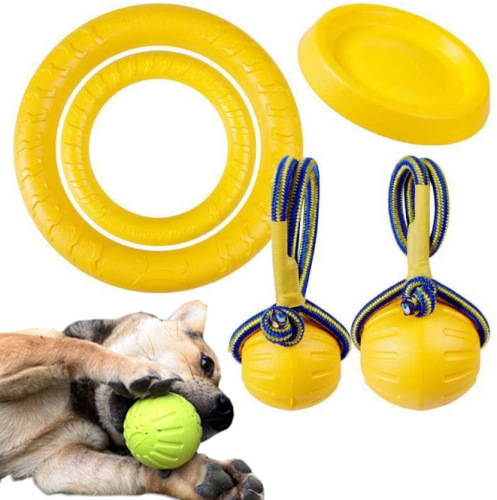 EVA Pet Supplies Dog Tug-of-War Toy Ring Training Flying Disc with Rope Elastic Ball Chewing Stick Wholesale