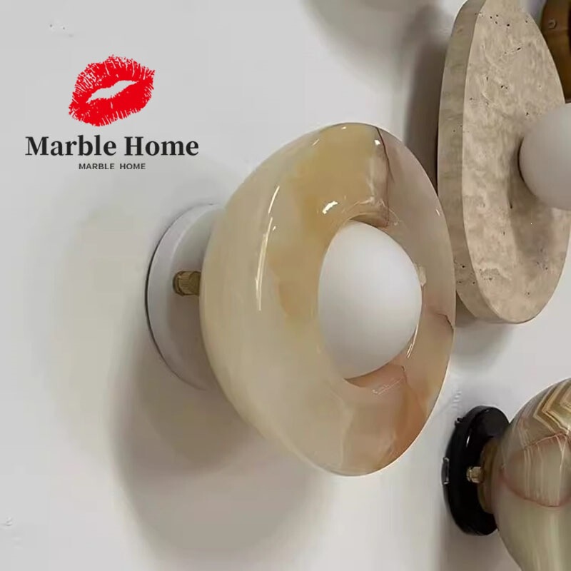 Designer's new French-style corridor, entrance, bedroom, and living room wall lamp with high aesthetic value and marble light luxury decoration