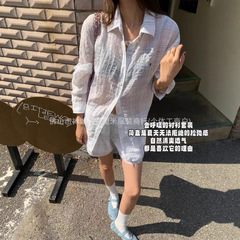 老钱风小马衬衫套装女夏薄款气质休闲防晒格子衬衣阔腿短裤两件套