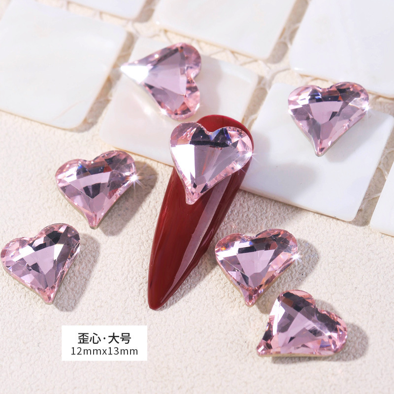 높은 품질의 소녀 핑크 큰 비뚤어진 심장-[12*13MM]