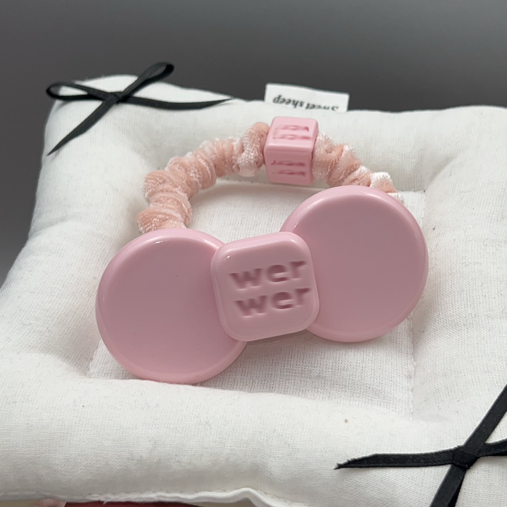 High-End Version Barbie Pink Amber Color Hair Tie New Acetate Material Bow Flower Hair Accessory Hair Rope
