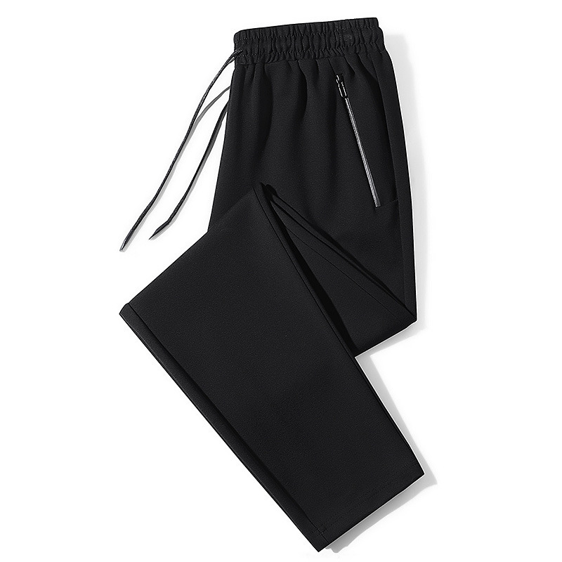 Pantaloni sport respirabili, casual, confortabili, subțiri, mărimi mari, de toamnă, pentru bărbați, cu fermoar și legături drepte_voghion.com