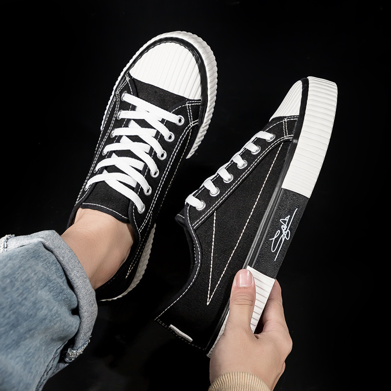 Canvas men's biscuit shoes, 2024 autumn new Korean version versatile Harajuku ulzzang breathable student ins board shoes_voghion.com