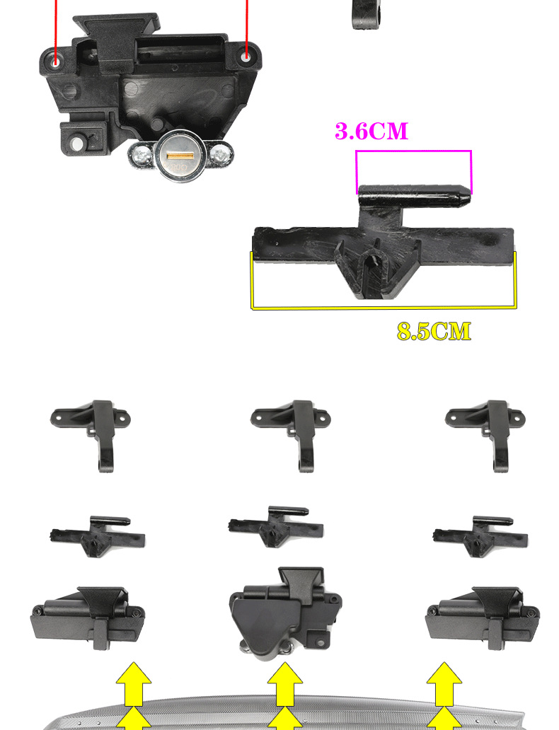 Roof trunk accessories support arm spring curved roof box lock cylinder key manufacturer support frame safety hand