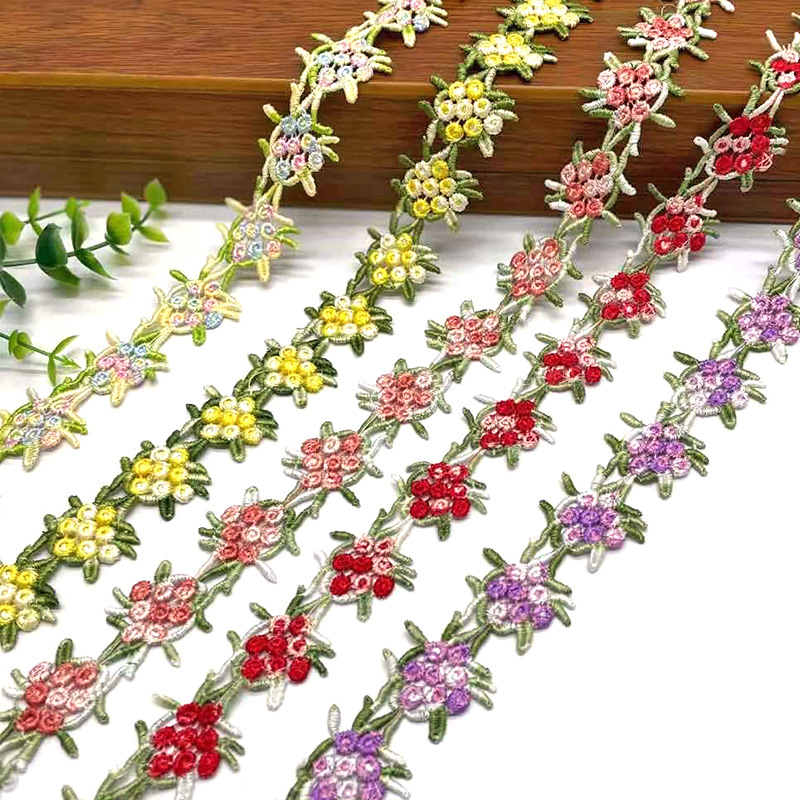 廠家批發寬3cm 彩色滌綸絲水溶花邊 DIY配飾 項鏈發飾輔料花邊
