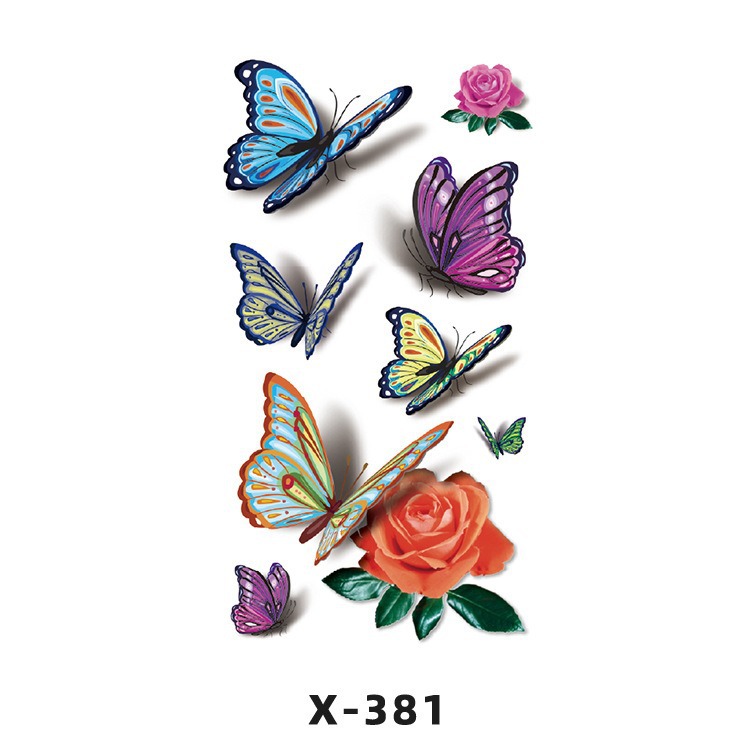 Arco de flor pequeña pegatinas de tatuaje fresco 3D dibujos animados transfronterizo Henna rosa impermeable texto en inglés pegatinas de tatuaje