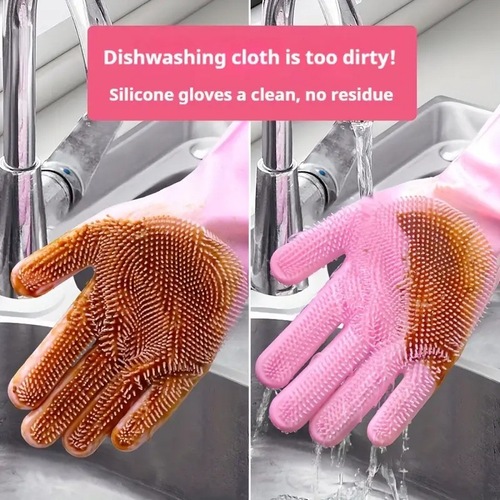 Silicone Dishwashing Gloves, Shower Cleaning Brush, Thick and Durable, Waterproof Shower Massage Brush