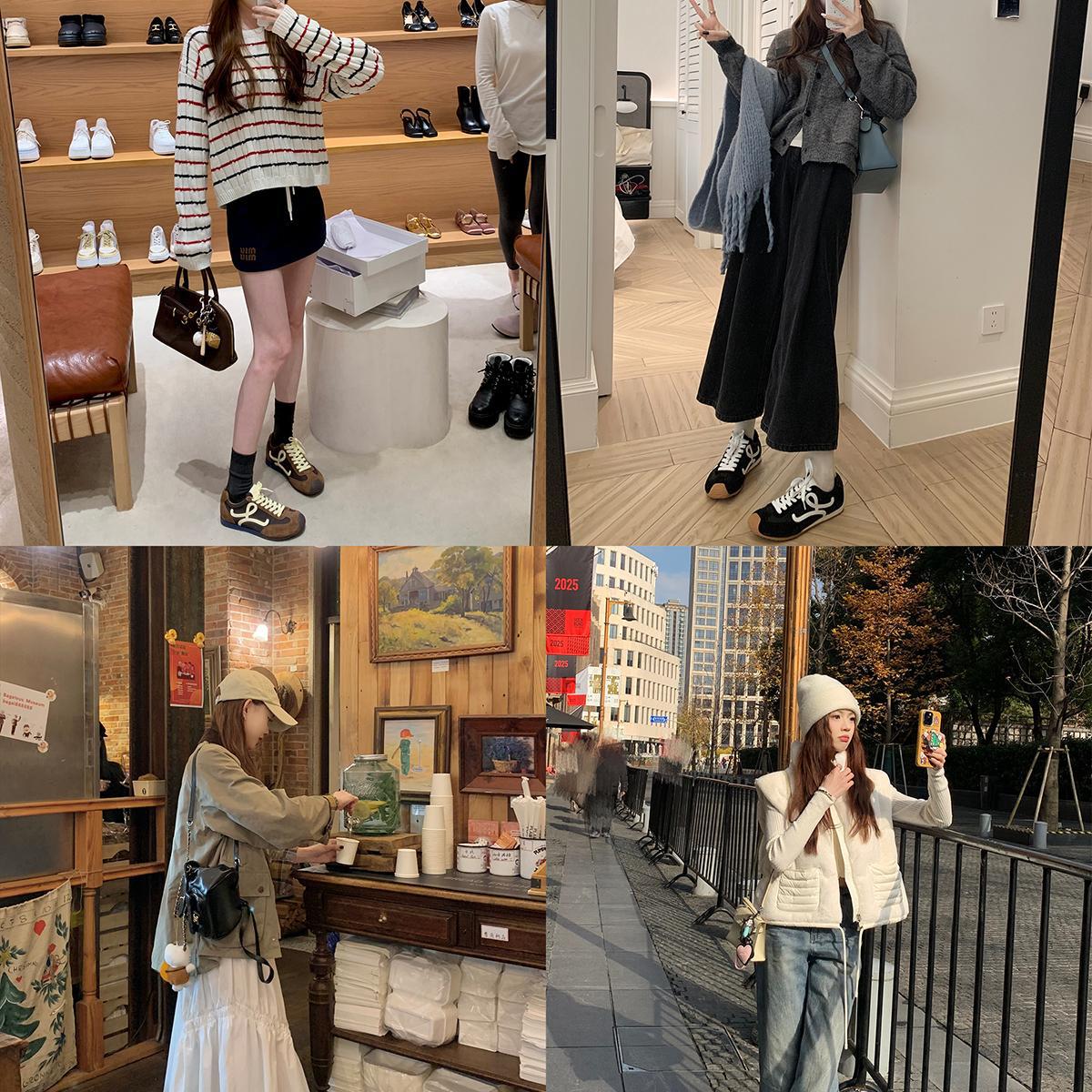 Versión de piel de vaca ~ Grape Madre con el mismo tipo de asimetría asimetría de lazos de zapatos deportivos casuales Gump zapatos de entrenamiento de mujeres