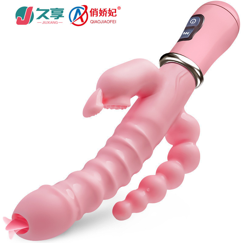 Carga Misty Rabbit vibración masaje back Court mujer sexy masturbación dispositivo tres tenedor vibrador Comercio exterior suministros para adultos