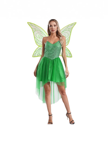 Santa Halloween Costume Cosplay Role Play Dress Playful Fairy Elf Wings Clothing
