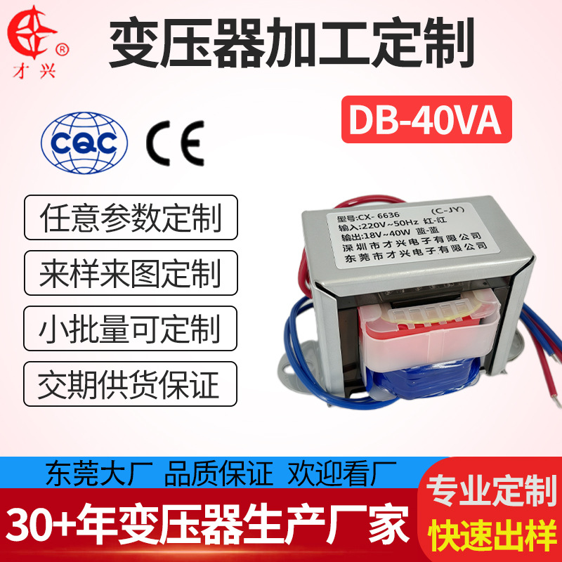 才兴低频电源变压器40W厂家设计定做非标各式电压DB-40VA交流火牛