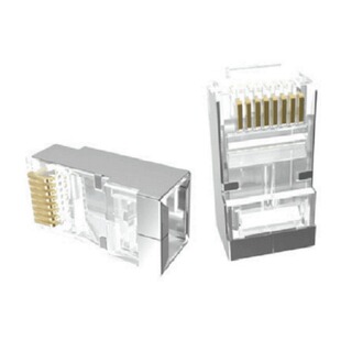 Super Six Shielded Through Hole PC Copper Gold Plated Engineering Crystal Head RJ45 Gigabit 6 CAT6 Metal 1000