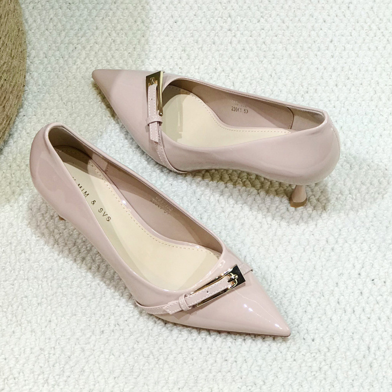 2024 봄 새로운 도착 신발 스틸레토 힐 뾰족한 하이힐 요정 스타일 신발