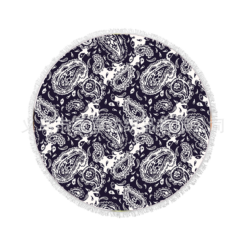 Toalla de playa redonda microfibra con borla impresión imprimible protector solar Toalla de baño fábrica al por mayor