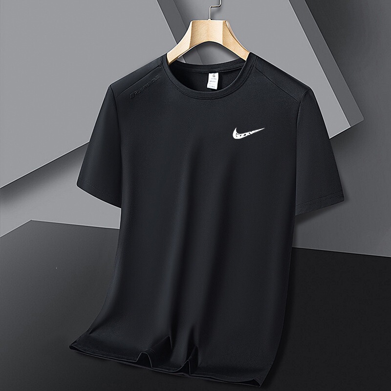 2026 New Summer Men's Fashion Short-Sleeve Round Neck Ice Silk T-Shirt Men's Sports Casual Running Top