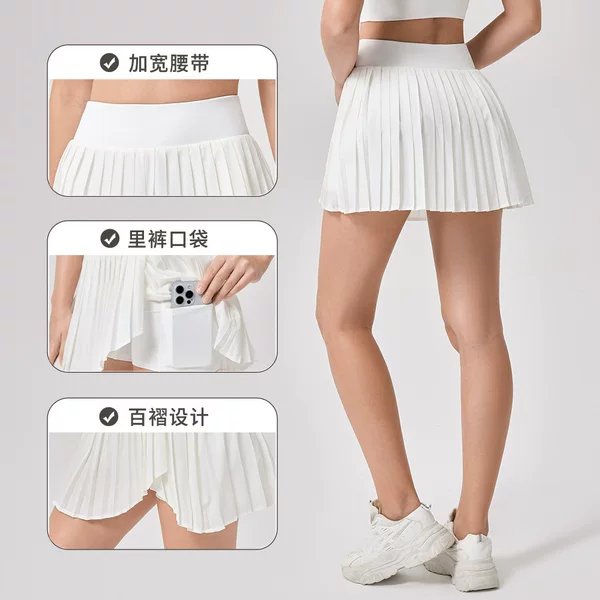 Al New Style Tennis Skirt Pleated Skirt Women's Yoga Sports Short Skirt Two-In-One Anti-Exposure Running Fitness Skirt Pants