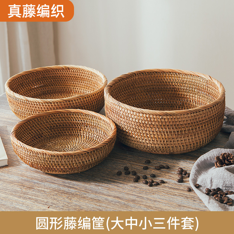 Cesta de almacenamiento de ratán, cesta de frutas, cesta para bollos al vapor, cesta de bambú para pan y refrigerios, cesta de picnic