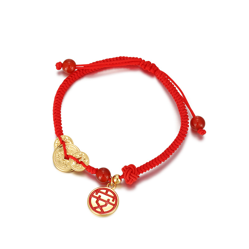 Xuping tejido a mano de la geometría redonda bordilla pulsera de cuerda roja simple lujoso temperamento de alta sensación de joyería del año del caballo mujer