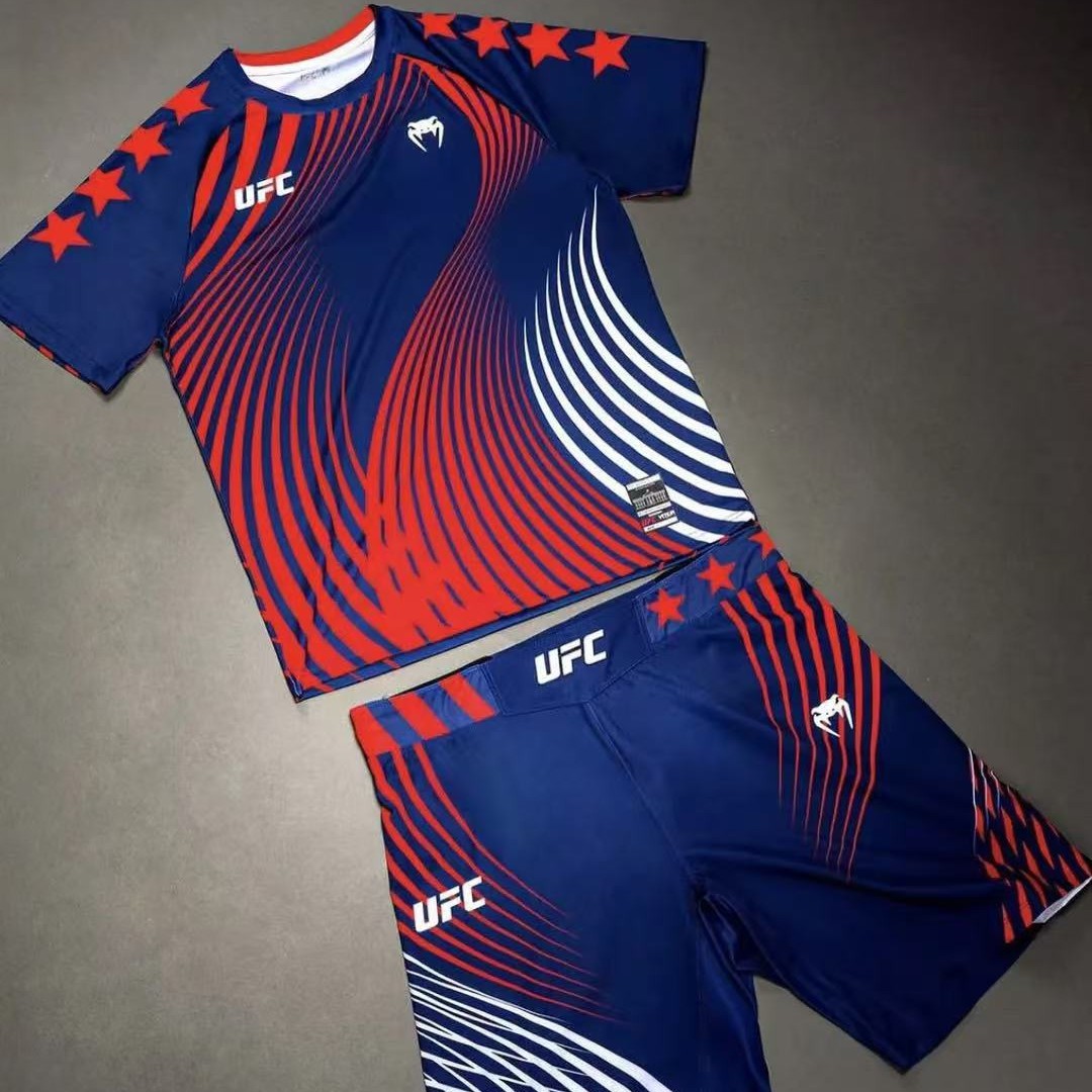 UFC idman köynəyi və şort dəsti, tez quruyan, boks və sanda üçün