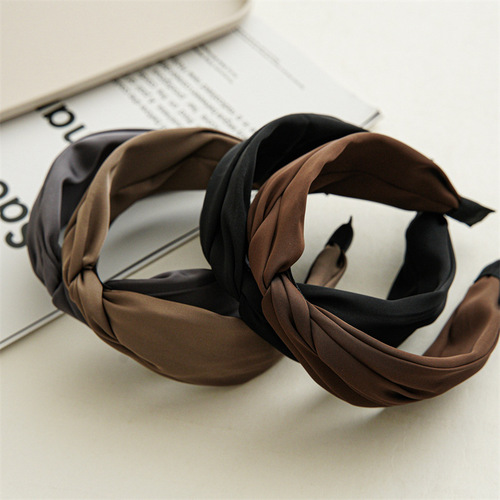 French elegant Internet celebrity wide-brimmed headband summer solid color retro headband for washing face and going out versatile hair accessories for women