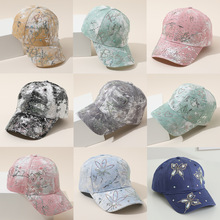 帽子时尚百搭棒球帽女春秋季显脸小夏韩版亮片水钻时尚网红鸭舌帽