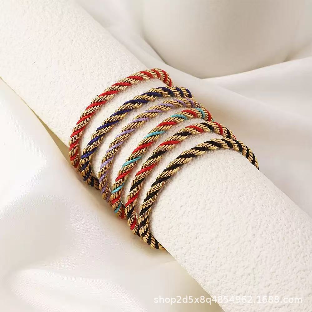 Pulsera de giro de color transfronterizo, hebilla de acero inoxidable, pulsera tejida a mano, diseño antiguo, venta directa de fábrica