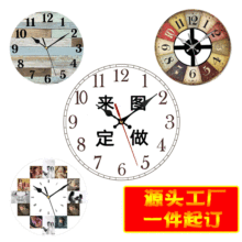 跨境热卖工厂定制挂钟广告礼品促销来图定做装饰钟表静音钟北欧
