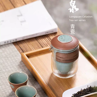 龙泉青瓷茶具祥云套装旅行 公司年会伴手开业礼品 便携式功夫茶具