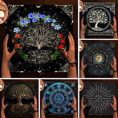 タロットテーブルクロスTarot Tablecloth布パッドタロット月相太陽生命樹綿布テーブルクロス