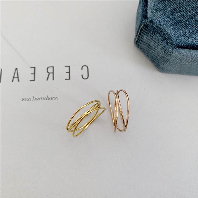 Geometric Pattern Ins Style French Style Geometric Stainless Steel Rings