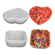 跨境热卖diy滴胶收纳盒模具水晶滴胶diy镜面心形方形碟子硅胶模具