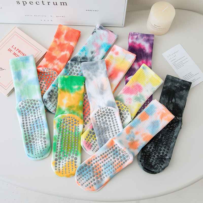 Tie-Dye Socks Women's Spring and Summer Pure Cotton Mid-Tube Socks ins Trendy Professional Fitness Pilates Non-Slip Yoga Socks Tie-Dye Socks Women's Spring and Summer Pure Cotton Mid-Tube Socks ins Trendy Professional Fitness Pilates Non-Slip Yoga Socks